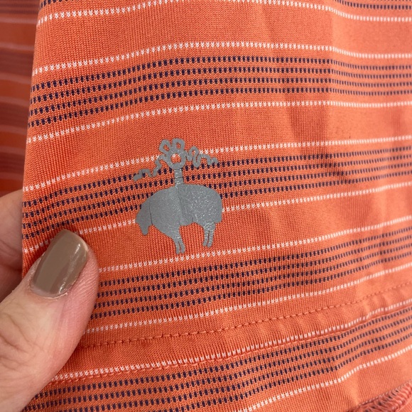 Brooks Brothers Orange / Derp Navy Striped Men's Polo Shirt XL - Picture 5 of 10
